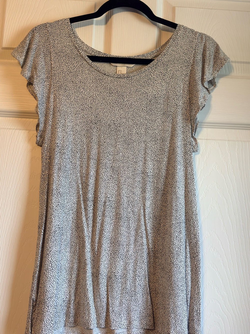 H&M Black and White Micro-Dot Short Sleeve Top
